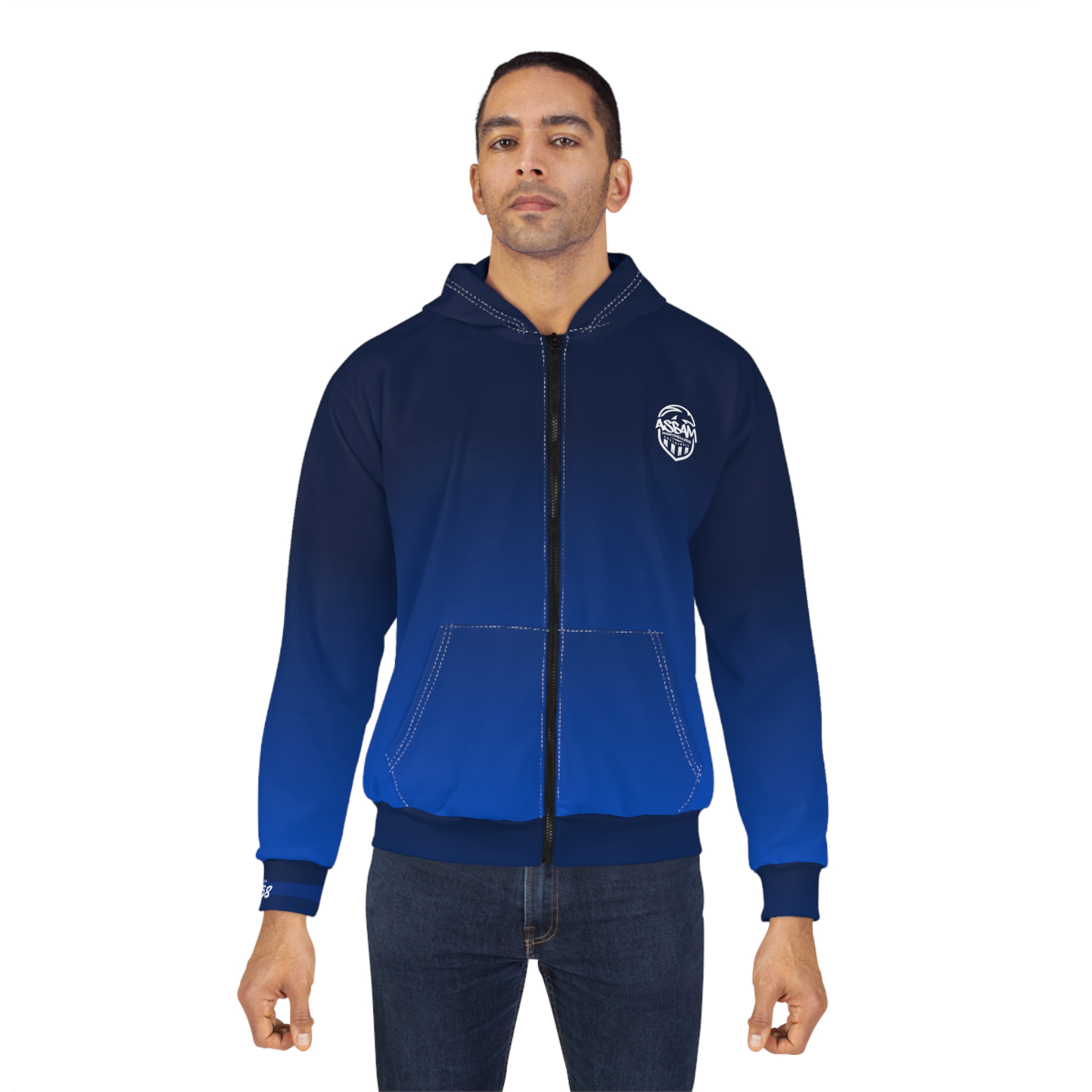 🎨 Sweat à capuche zippé ASBAM Gradient Unisexe : Style vibrant et confort 100% Polyester – Image 4